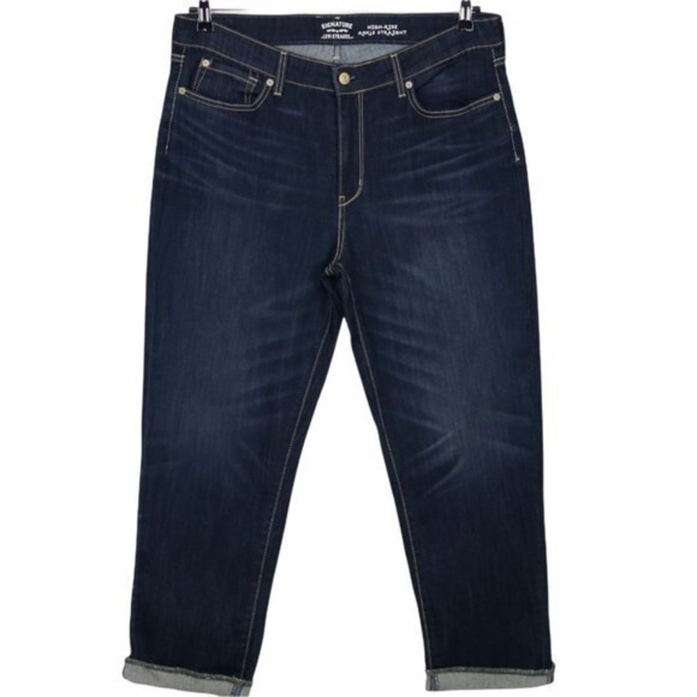 Signature Levi Strauss High Rise‎ Ankle Straight Jeans Dark Stretch 18